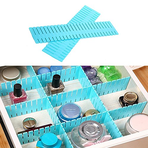 8pcs DIY Plastic Drawer Organizer Adjustable Drawer Dividers for Home Tidy Closet, Socks, Underwear, Office School Supplies, Kitchen Utensil Tools (Blue) - color: Blue