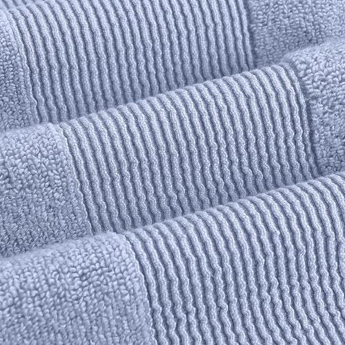 Modern Threads Air Cloud 6-Piece Towel Set - 100% Zero-Twist Cotton, 500 GSM, Quick Dry & Plush, Blue - color: Blue, size: 6 Pcs Towel Set