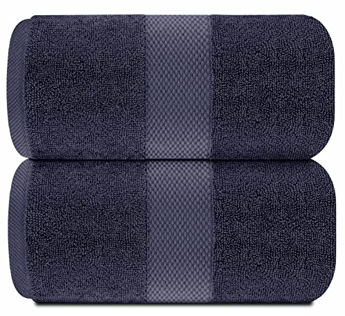 White Classic Luxury Soft Navy Bath Sheet Towels - 650 GSM Cotton Luxury Bath Towels Extra Large 35x70 | Highly Absorbent and Quick Dry | Hotel Collection Extra Large Bath Towels Oversized, 2 Pack - color: 15: Navy Blue