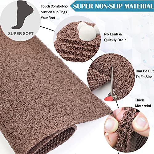 godehone Shower Mats Non Slip Without Suction Cups, PVC Loofah Bathroom Mats, Loofah Mats for Shower and Bathroom, Quick Drying, 23.6× 47.2 Inch, Brown - color: Brown, size: 47.2" x 23.6" (Rectangular)