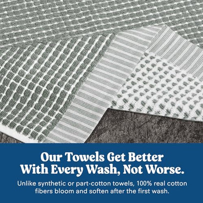 ONSEN Sculpted Terry Towel Set, 100% American Cotton, Quick Dry Lint Free, Lightweight Absorbent Face Hand Bath Towels with Hanging Loop (Spruce, 2X Bath Towel, 2X Hand Towel, 2X Face Towel) - color: Spruce, size: 2X Bath Towel, 2X Hand Towel, 2X Face Tow