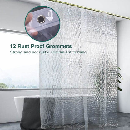 EVA Clear Shower Curtain Liner, 3D Water Cube 5G Shower Liners with 12 Rustproof Metal Grommets and Weighted Magnets, Waterproof Duty for Bathroom 72 x 72 - color: Cube-clear