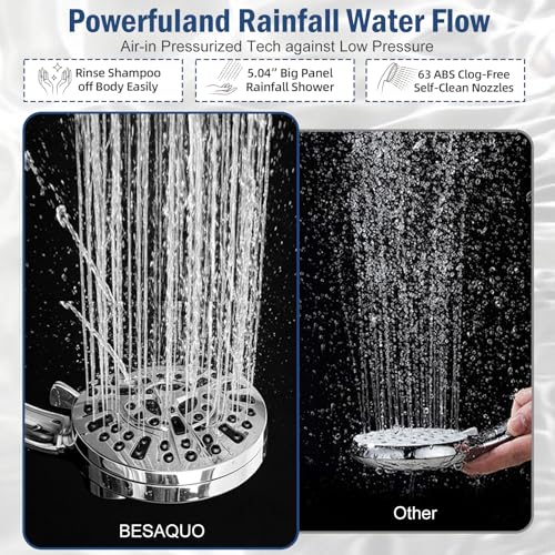 9 Settings High Pressure Magnetic Shower Head with Handheld | Power Wash for Tub&Tile, Magnetic Bracket, Pause Mode for Water Saving, Easy Clean Nozzles, 6ft Hose, Premium Chrome - color: Premium Chrome