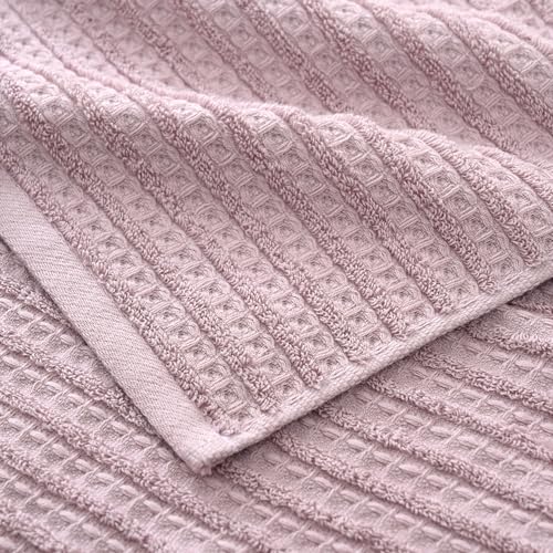 sense gnosis Mauve Waffle Hand Towel 13 x 29 Inch, 2 Pieces | Super Soft 100% Cotton Terry Striped Pattern Ultra Absorbent Bathroom Hand Towels - color: Pink-purple