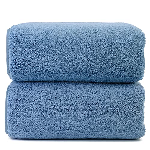 ProHomTex Microfiber Bath Towels, Set of 2 (30" x 60") Quick Dry, Ultra Soft, Super Absorbent, Hotel Quality Spa Like Towels (Blue)