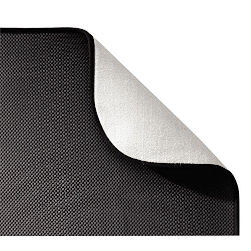 iDesign Fabric Mini Kitchen Countertop Dish Drying Mat, Black | Absorbent - color: Black, size: 9" x 18"