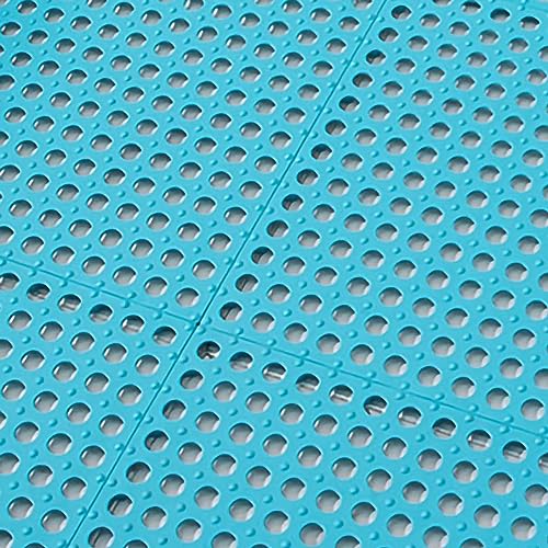 Tyenaza 10Pcs Bath Tub Shower Mat, Suction Cup Floor Mats Anti Slip Plastic Mosaic Bath Mat Tub Bathroom Mats for Kitchen Bathroom (Blue) - color: Blue