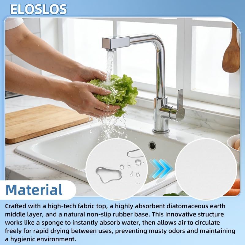 2PCS 30″x5.5″ Customizable Sink Faucet Mat 2&3 Hole Kitchen Sinks, White | DIY Cut for Oval/Rectangle/Square Faucets, Extra Long Coverage, For Splashes & Drips - style: 2 Pcs White