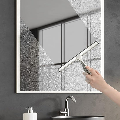 All-Purpose Shower Squeegee for Glass Doors,Tile Shower Walls,Squeegee for Shower Glass,Shower Squeegee,Bathroom, Window,Floors, Glass and Car Windshield, Mirrors and Kitchen-Stainless Steel