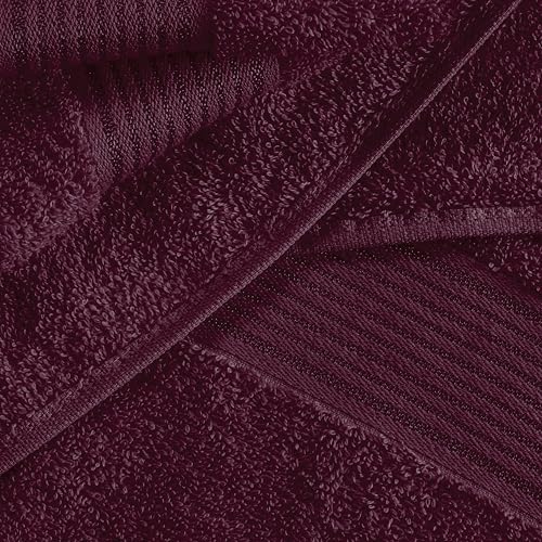 Ultra Soft 6 Pack Cotton Towel Set, Contains 2 Bath Towels 28x55 inch, 2 Hand Towels 16x24 inch & 2 Wash Coths 12x12 inch, Ideal for Everyday use, Compact & Lightweight - Burgundy Red - color: Burgundy