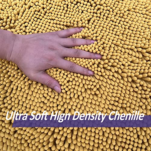 Bathroom Rugs Sets 2 Piece Extra Soft Chenille Bathroom Mats Non Slip Bath Mat Set,Absorbent Shaggy Rugs Perfect Plush Bath Rugs with U-Shaped Toilet Rug,Bathrom Carpets for Bathroom Gold - color: Gold