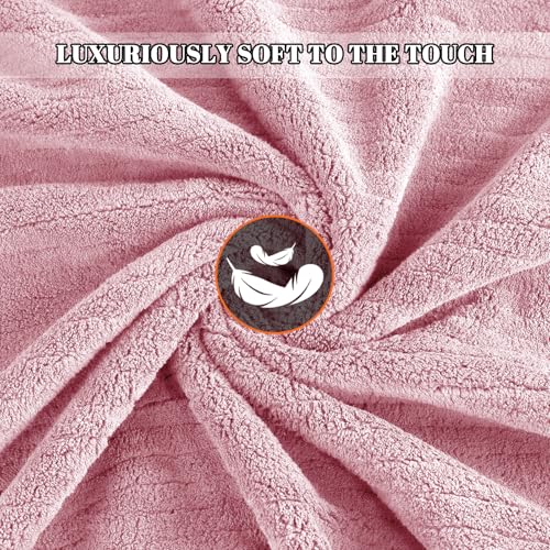 Bath Towels Set of 4 Extra Large 35 x 70 Inches,Luxury Thick High Absorbent and Quick Dry Bath Sheet,Ultra Soft Microfiber,Bathroom,Beach,Yoga,Sport,SPA,Fitness (Pink) - color: Pink, style: 4 Piece Bath Towels