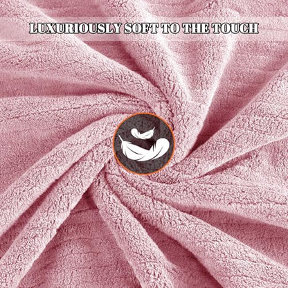 Bath Towels Set of 4 Extra Large 35 x 70 Inches,Luxury Thick High Absorbent and Quick Dry Bath Sheet,Ultra Soft Microfiber,Bathroom,Beach,Yoga,Sport,SPA,Fitness (Pink) - color: Pink, style: 4 Piece Bath Towels