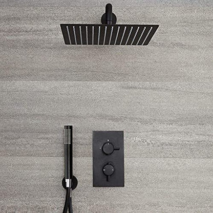 Voolan Rain Shower head, High Pressure Shower Head Made of 304 Stainless Steel, Relaxed Shower Experience Even at Low Water Flow and Pressure (10" Black) - color: Matte Black, size: 10 Inch
