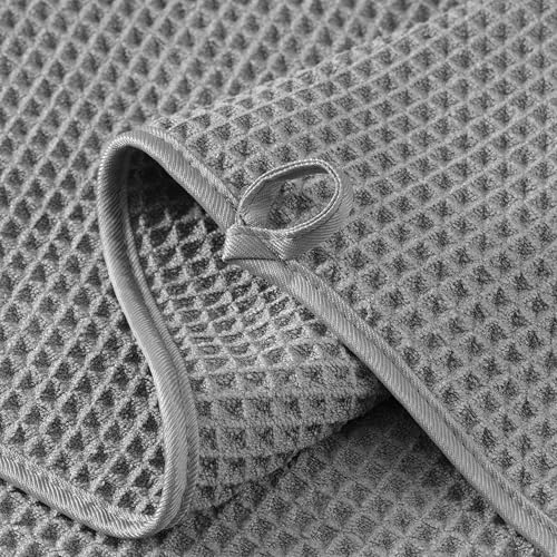 Microfiber Waffle Hand Towels, 2 Pieces, Soft, Absorbent, Fast Drying, Lint Free 430 GSM (Gray) - color: Gray