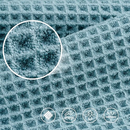 POLYTE 430 GSM Poly Blend Microfiber Quick Dry Waffle Bath Towel, 30x60 in | 4 Pack, Oversize, Lint Free, Body Towel - color: Green