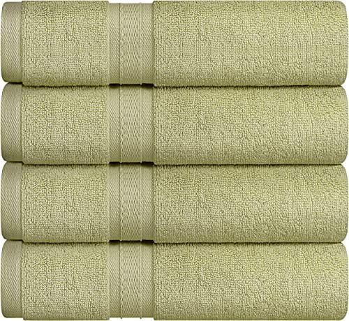 Towel and Linen Mart 4 Pieces Bath Towel Sets - Sage Green - 2 ply Low Twist Luxurious,Quick Dry, Extra Absorbent, 100% Ring Spun Cotton 600 GSM (27 x 54, Pack of 4) - color: Sage Green