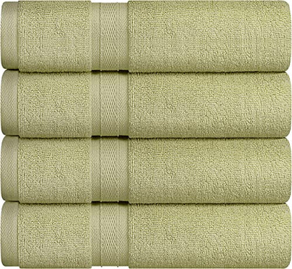 Towel and Linen Mart 4 Pieces Bath Towel Sets - Sage Green - 2 ply Low Twist Luxurious,Quick Dry, Extra Absorbent, 100% Ring Spun Cotton 600 GSM (27 x 54, Pack of 4) - color: Sage Green