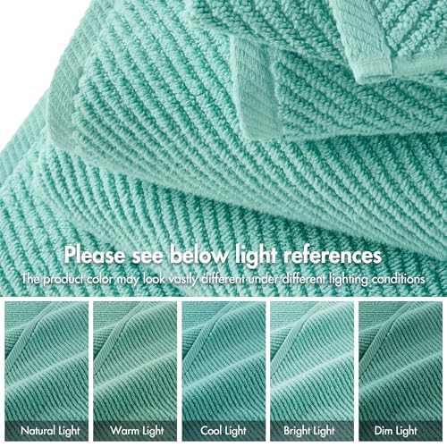Madison Park 100% Zero Twist Cotton 4 Piece Bathroom Bath Towels, Turquoise | 30" x 56" Large Shower Towels, 500 GSM Diagonal Ribbed, Soft, Quick Dry, Highly Absorbent, Durable, Modern, OEKO TEX - color: Turquoise, size: 4 Piece Bath Towel Set