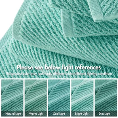 Madison Park 100% Zero Twist Cotton 4 Piece Bathroom Bath Towels, Turquoise | 30" x 56" Large Shower Towels, 500 GSM Diagonal Ribbed, Soft, Quick Dry, Highly Absorbent, Durable, Modern, OEKO TEX - color: Turquoise, size: 4 Piece Bath Towel Set
