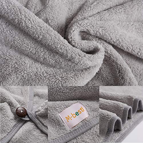 M-bestl 2 Pack Hair Drying Towels, Anti-frizz Hair Towel Wrap, Absorbent Microfiber Hair Towel Turban with Button Design for Straight Curly Hair (Dark Gray&Light Gray) - color: Dark Gray&light Gray