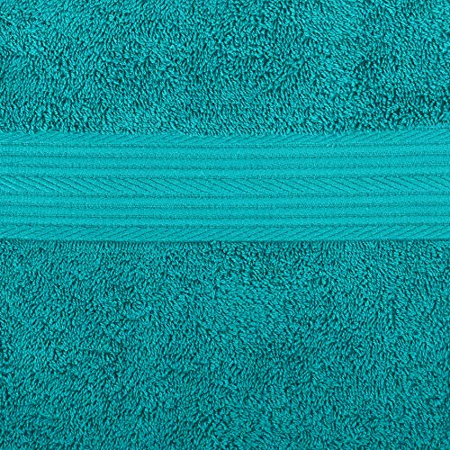 Amazon Basics 6-Piece Oversized Fade-Resistant Towel Set, 100% Cotton, Highly Absorbent, Soft, Teal, 2 Bath Towels, 2 Hand Towels, 2 Washcloths - color: Teal, size: 6-Piece Set, style: Classic