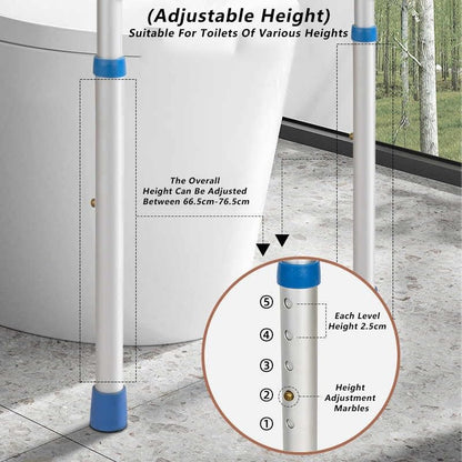 Toilet Handles Safety Frames,Mobile Toilet Stand-Up Aid Frame Height Width Adjustable,Toilet Safety Rails for Bedroom Bathroom Subway Shopping Mall