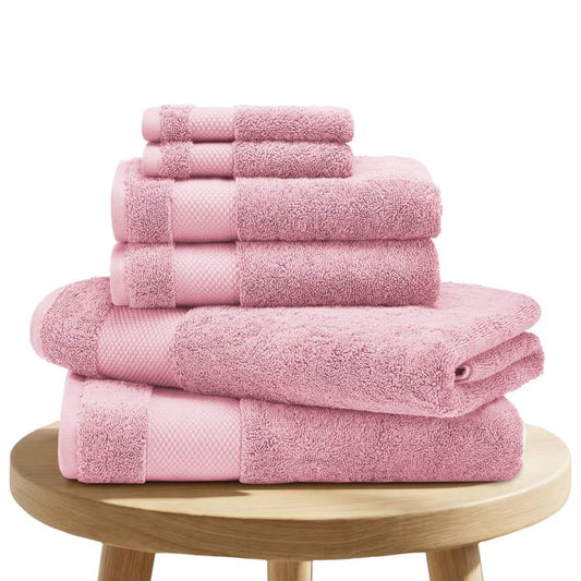 BIOWEAVES 100% Organic Cotton Bath Towel Set | 700 GSM Plush 6-Piece Premium Towel Set GOTS Certified, 2 Bath Towels, 2 Hand Towels & 2 Washcloths - Dusty Pink - color: Dusty Pink, size: 6 Pc Towel Set