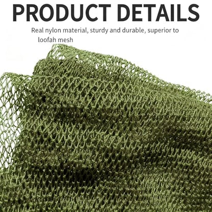 SPMKTBOZAI African Net Sponge Authentic, Exfoliating Net for Body Back | African Net Sponge with Knots| Long Stretch| African Net for Sensitive Skin| Durable & Quick Dry| Daily Use| Olive Green - color: Olive Green