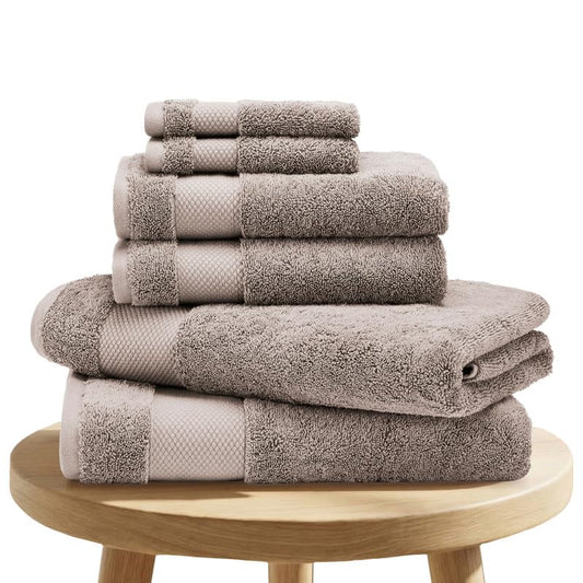 BIOWEAVES 100% Organic Cotton 700 GSM Plush 6-Piece Premium Towel Set GOTS Certified, 2 Bath Towels, 2 Hand Towels & 2 Washcloths - Taupe - color: Taupe, size: 6 Pc Towel Set