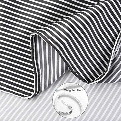Mens Stall Shower Curtain for Bath Neutral Black and Grey Striped Pattern, Polyester Fabric Cloth, 6 Hooks 36" W×72" H Inch - color: Blackgrey, size: 36"W x 72"L (Pack of 1)