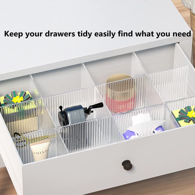 8pcs DIY Plastic Drawer Organizer Adjustable Drawer Dividers for Home Tidy Closet, Socks, Underwear, office school supplies, kitchen utensil tools (Clear White) - color: Transparent White