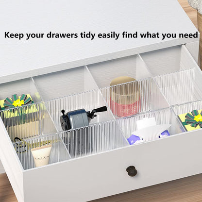 8pcs DIY Plastic Drawer Organizer Adjustable Drawer Dividers for Home Tidy Closet, Socks, Underwear, office school supplies, kitchen utensil tools (Clear White) - color: Transparent White