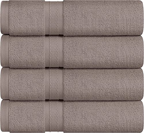 Towel and Linen Mart 4 Pieces Bath Towel Sets - Silver - 2 ply Low Twist Soft Feel Luxurious,Quick Dry, Extra Absorbent, 100% Ring Spun Cotton 600 GSM (27 x 54, Pack of 4) - color: Silver