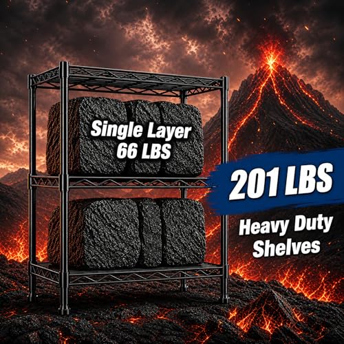 GRANNY SAYS 3-Tier Narrow Storage Shelves for Small Spaces, 18" W Metal Shelving Unit, Adjustable Storage Rack, Freestanding Shelf for Laundry Room, Bathroom, Kitchen Pantry, Black - size: 18"W x 35"H x 12"D