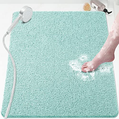 SoftDuo Shower Mat Bathtub Mat Non-Slip Soft Tub Mat | 32x24 inch,PVC Loofah Bath Mat with Drain for Tub and Bathroom,Quick Drying,Green - color: Green, size: 32" x 24" (Rectangular)
