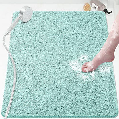 SoftDuo Shower Mat Bathtub Mat Non-Slip Soft Tub Mat | 32x24 inch,PVC Loofah Bath Mat with Drain for Tub and Bathroom,Quick Drying,Green - color: Green, size: 32" x 24" (Rectangular)