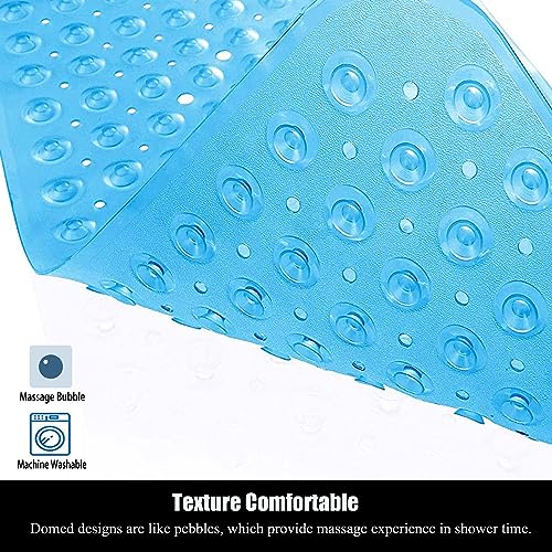 Bathtub and Shower Mats, 28 x 15 Inch Non-Slip Bath Mat, Machine Washable Bath Tub Mat with Suction Cups & Drain Holes for Bathroom, Clear Blue - color: Clear Blue, size: 28" x 15" (Rectangular)
