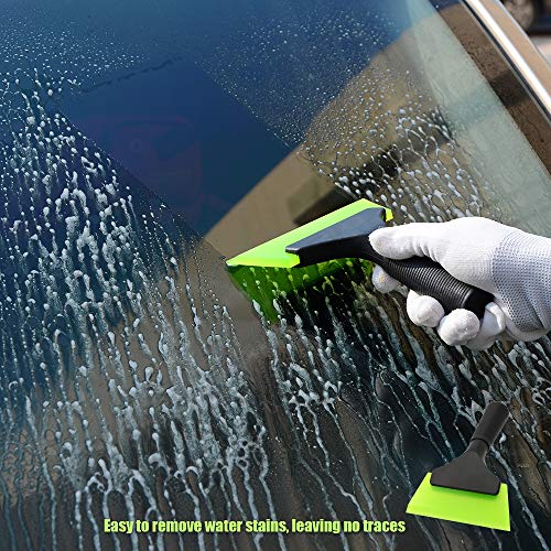 FOSHIO Small Squeegee with 5 Inch Green Rubber Blade Mini Wiper Window Tinting Tools for Mirror Glass Window Cleaner with Non-Slip Handle, 2 Pack - color: With 2 Pack Green