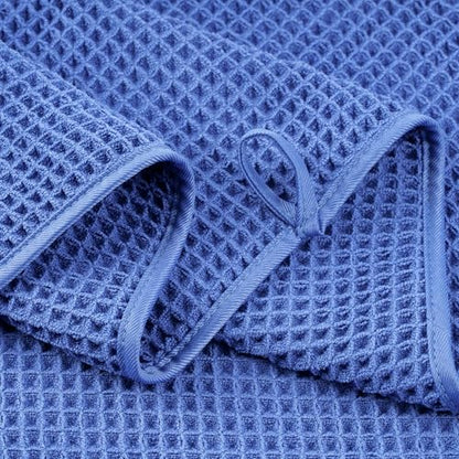 POLYTE 430 GSM Poly Blend Microfiber Waffle Bath Sheet XL Set, 35x70 in | 2 Pack, Oversize, Lint Free, Quick Dry - color: Royal Blue, size: 35 x 70 in