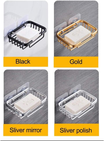 2Pcs Gold Soap Dish for Shower Creative Hanging Drain Rack,Self Adhesive Soap Dish Holder,Soap Holder Soap Dish Storage Rack,Damage Free Hanging Bathroom Drill Free Bathroom Accessories Soap Dishes