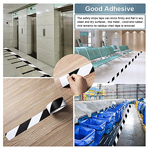 4Rolls Black White Hazard Warning Stripe Tape 2''x36yds Floor Safety Mark - color: Black-white