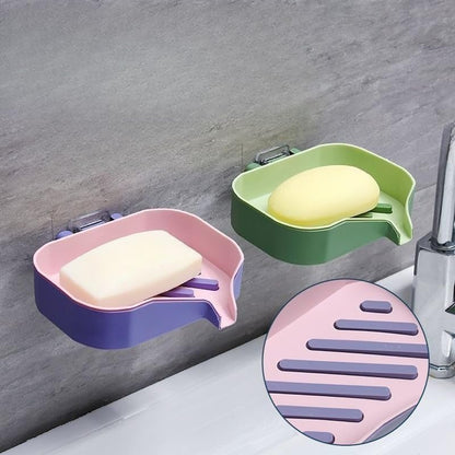 Double Layer Suction Cup Soap Holder Wall Mount No Drill Draining Soap Dish (Green) - color: Green