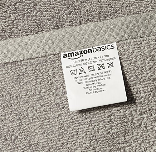 Amazon Basics 100% Cotton Lightweight Quick-Dry Hand Towel, 28" x 16", Platinum, 8-Pack - color: Platinum, size: 28" x 16", style: Hand Towel (Pack of 8)