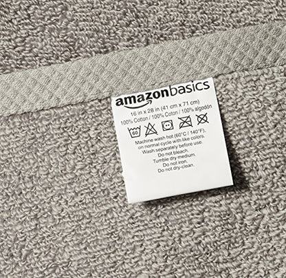 Amazon Basics 100% Cotton Lightweight Quick-Dry Hand Towel, 28" x 16", Platinum, 8-Pack - color: Platinum, size: 28" x 16", style: Hand Towel (Pack of 8)
