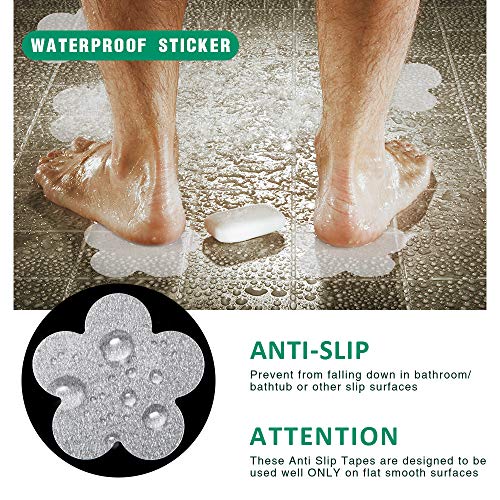 Non Slip Bathtub Stickers 28 PCS Adhesive Anti Slip Shower Stickers for Bath Tub, Bathroom, Stairs with Premium Scraper - color: Clear