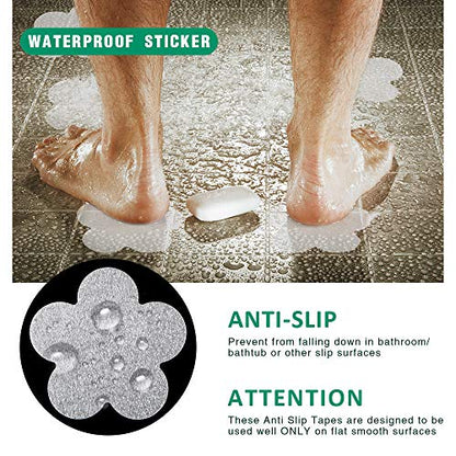 Non Slip Bathtub Stickers 28 PCS Adhesive Anti Slip Shower Stickers for Bath Tub, Bathroom, Stairs with Premium Scraper - color: Clear