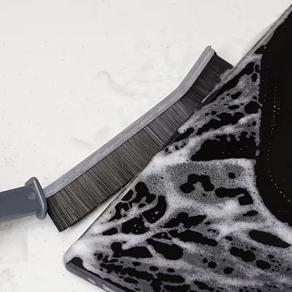 4PCS Stiff Bristle Cleaning Brush with Angled Head and Handle, Manual Dust Removal Tool for Kitchen, Bathroom and Windows, Black - color: Black