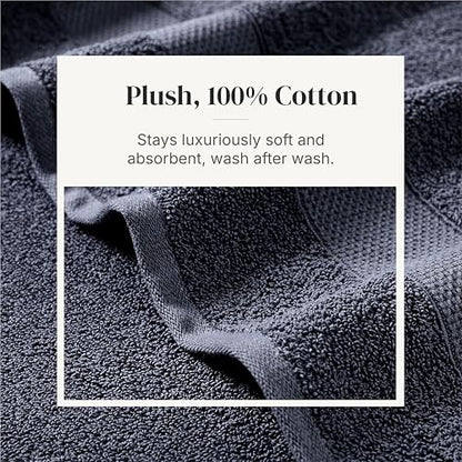 Modern Threads Pax 6-Piece Reversible Yarn Dyed Jacquard Towel Set - Bath Towels, Hand Towels, & Washcloths - Super Absorbent & Quick Dry - 100% Combed Cotton, Denim - color: Blue, style: Wide Stripe