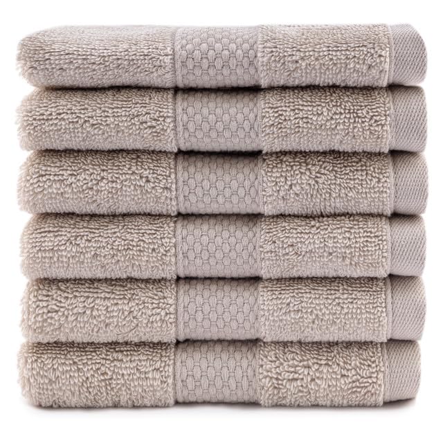 Maisonette Loft Egyptian Cotton Turkish Hand Towels - Soft, Absorbent Washcloths for Face - Ideal Quick Dry Small Towel Wash Cloth Set for Bathroom - (13" x 13", 6 Pack) - Linen - color: Linen, style: Washcloths Set of 6